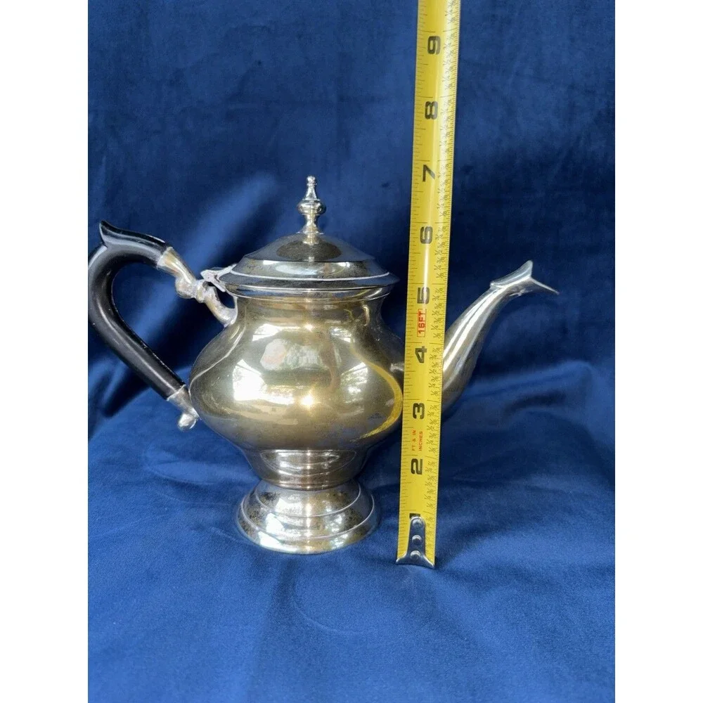 3-Piece Silverplate Tea/Coffee Set Teapot Coffee Pot Lidded Sugar Bowl Black